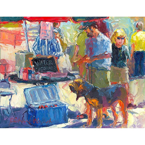 Walking The Dog White Modern Wood Framed Art Print by Wallich, Richard