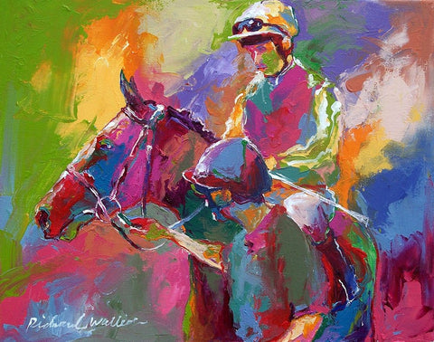 Jockeys White Modern Wood Framed Art Print with Double Matting by Wallich, Richard