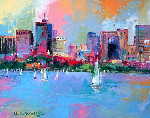 Boston 3 White Modern Wood Framed Art Print with Double Matting by Wallich, Richard