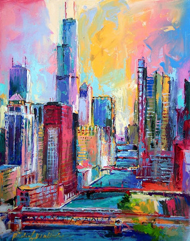 Chicago 3 White Modern Wood Framed Art Print with Double Matting by Wallich, Richard