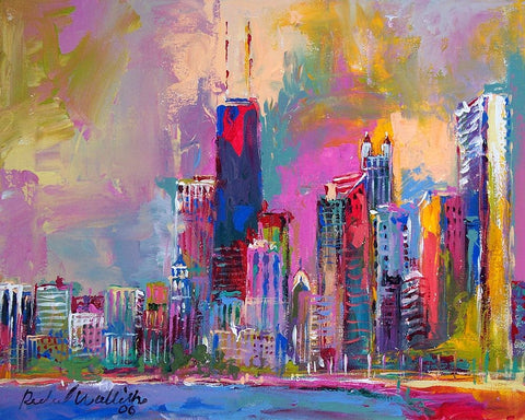 Chicago 4 Black Ornate Wood Framed Art Print with Double Matting by Wallich, Richard