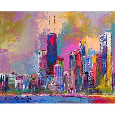 Chicago 4 Black Modern Wood Framed Art Print by Wallich, Richard