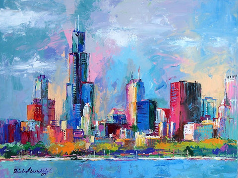Chicago 5 White Modern Wood Framed Art Print with Double Matting by Wallich, Richard