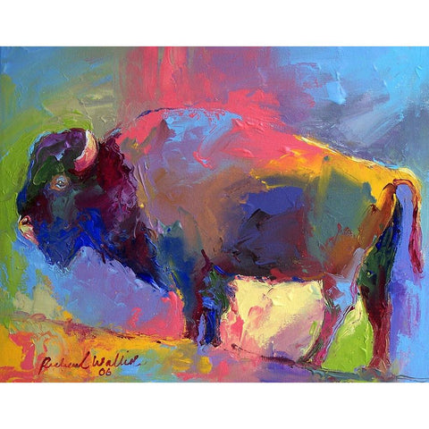 Buffalo White Modern Wood Framed Art Print by Wallich, Richard