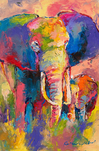 Elephant 1 White Modern Wood Framed Art Print with Double Matting by Wallich, Richard