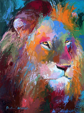 Lion 4 White Modern Wood Framed Art Print with Double Matting by Wallich, Richard