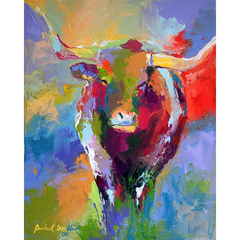 Longhorn Black Modern Wood Framed Art Print by Wallich, Richard