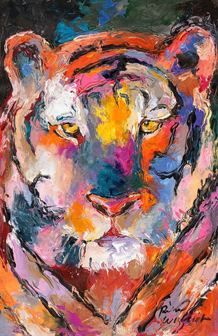 Tiger 1 White Modern Wood Framed Art Print with Double Matting by Wallich, Richard