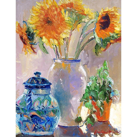 Sunflowers Black Modern Wood Framed Art Print by Wallich, Richard