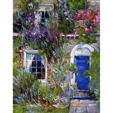 Blue Gold Ornate Wood Framed Art Print with Double Matting by Wallich, Richard