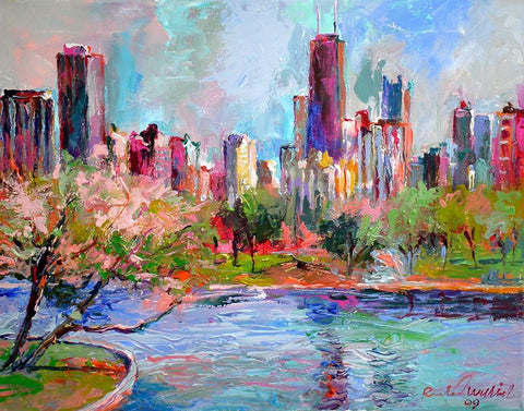 Cityscape 2 White Modern Wood Framed Art Print with Double Matting by Wallich, Richard