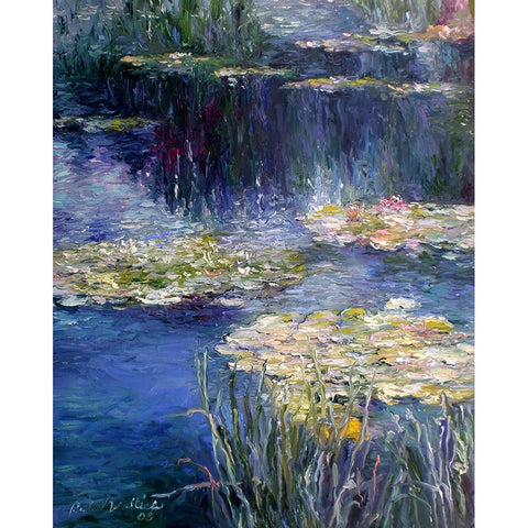 Pond and Lilly Black Modern Wood Framed Art Print by Wallich, Richard