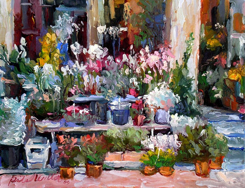 Flower Stand Black Ornate Wood Framed Art Print with Double Matting by Wallich, Richard