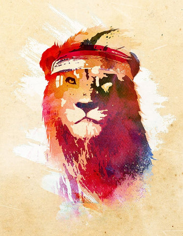 Gym Lion Black Modern Wood Framed Art Print by Farkas, Robert