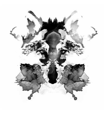 Rorschach Black Ornate Wood Framed Art Print with Double Matting by Farkas, Robert