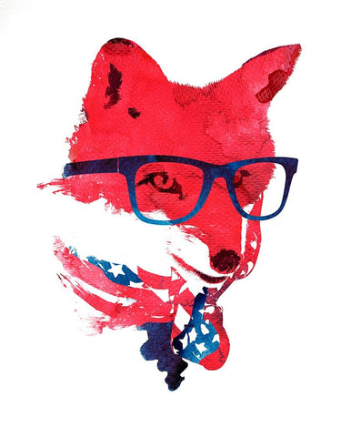 American Fox White Modern Wood Framed Art Print with Double Matting by Farkas, Robert