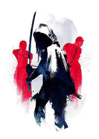 Michonne White Modern Wood Framed Art Print with Double Matting by Farkas, Robert