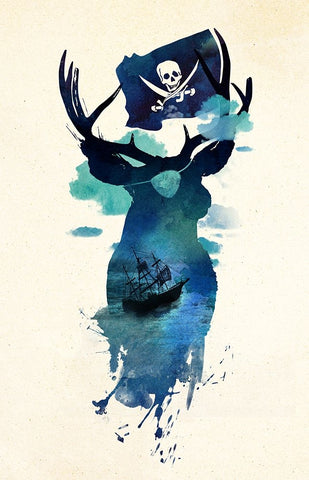 Captain Hook Black Modern Wood Framed Art Print by Farkas, Robert