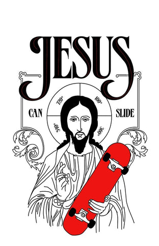 Jesus Can Slide Black Modern Wood Framed Art Print by Farkas, Robert