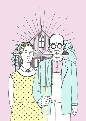 American Gothic Pop Black Modern Wood Framed Art Print by Farkas, Robert