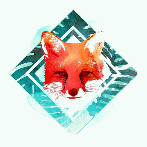 Green Fox 2 Black Modern Wood Framed Art Print by Farkas, Robert