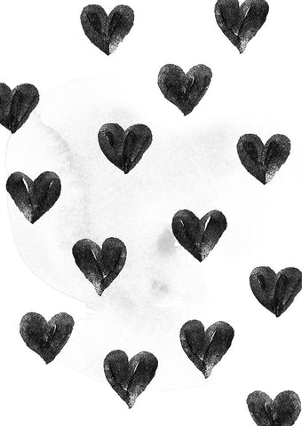 I Drew A Few Hearts For You Black Modern Wood Framed Art Print by Farkas, Robert