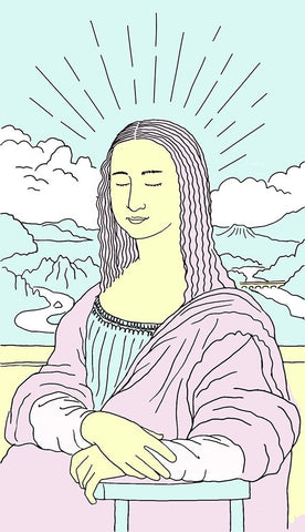 Monalisa White Modern Wood Framed Art Print with Double Matting by Farkas, Robert