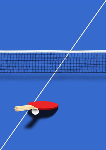 Pingpong White Modern Wood Framed Art Print with Double Matting by Farkas, Robert