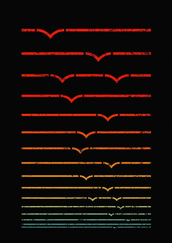 Seagull Sunset White Modern Wood Framed Art Print with Double Matting by Farkas, Robert