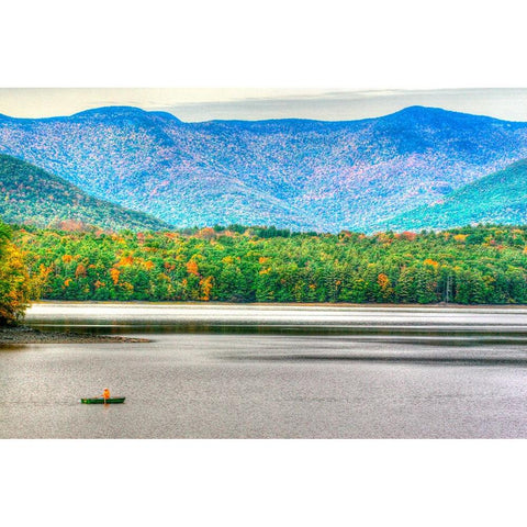 Mountain Reservoir Black Modern Wood Framed Art Print with Double Matting by Goldwitz, Robert