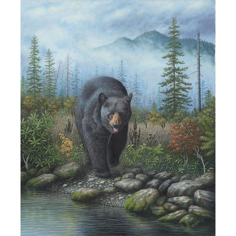 Smoky Mountain Black Bear Gold Ornate Wood Framed Art Print with Double Matting by Wavra, Robert