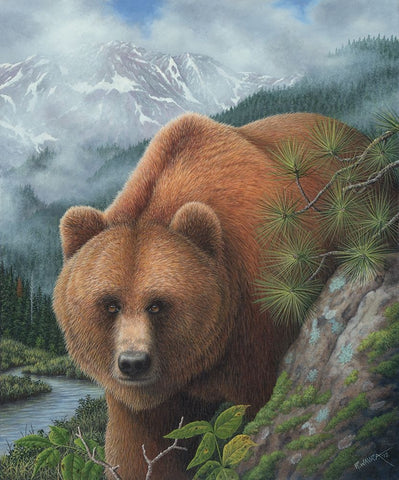 Stalking His Prey White Modern Wood Framed Art Print with Double Matting by Wavra, Robert