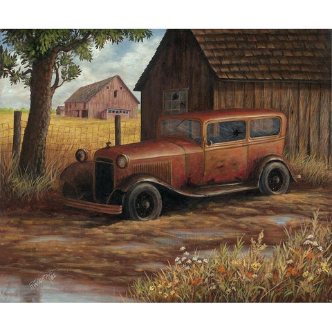 The Old Ford White Modern Wood Framed Art Print by Wavra, Robert