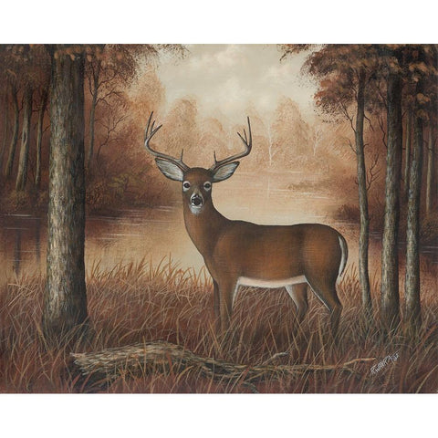Autumn Buck White Modern Wood Framed Art Print by Wavra, Robert