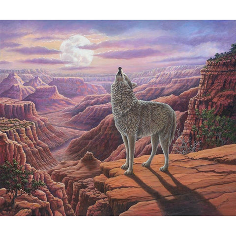 Howling Wolf White Modern Wood Framed Art Print by Wavra, Robert