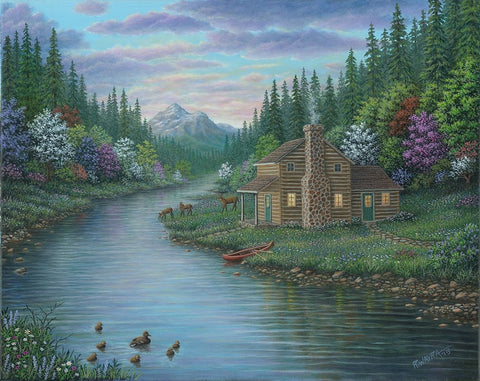 The Cabin Black Ornate Wood Framed Art Print with Double Matting by Wavra, Robert