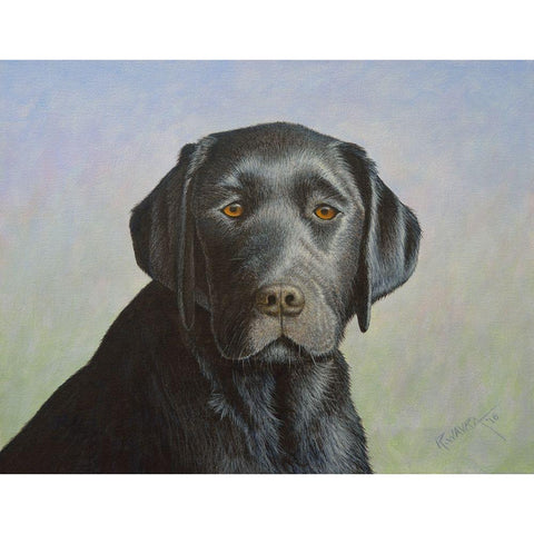 Black Labrador Retriever Gold Ornate Wood Framed Art Print with Double Matting by Wavra, Robert