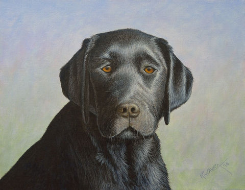 Black Labrador Retriever Black Ornate Wood Framed Art Print with Double Matting by Wavra, Robert