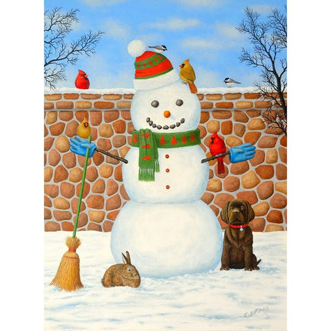 Snowman Gold Ornate Wood Framed Art Print with Double Matting by Wavra, Robert