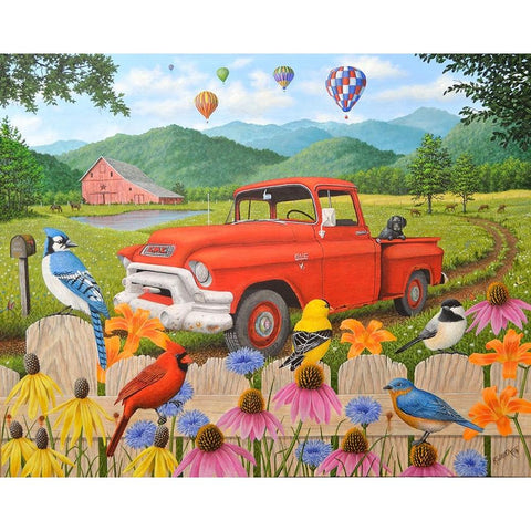 The Red Truck Black Modern Wood Framed Art Print with Double Matting by Wavra, Robert