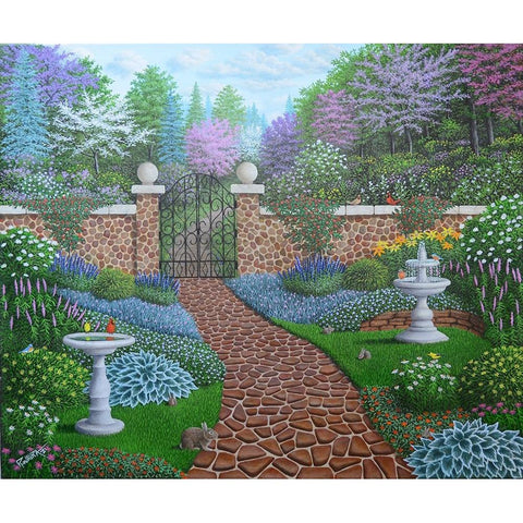 The Garden White Modern Wood Framed Art Print by Wavra, Robert