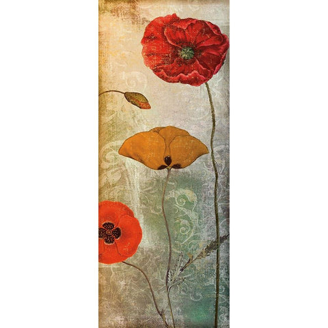 Dancing Poppies I Gold Ornate Wood Framed Art Print with Double Matting by Sasha
