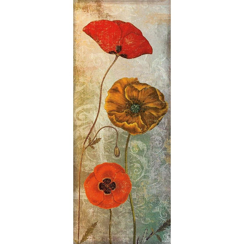 Dancing Poppies II Black Modern Wood Framed Art Print with Double Matting by Sasha