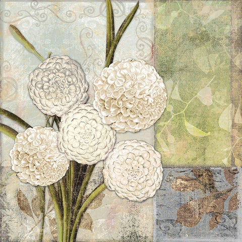 Dahlias for Donna II White Modern Wood Framed Art Print with Double Matting by Sasha