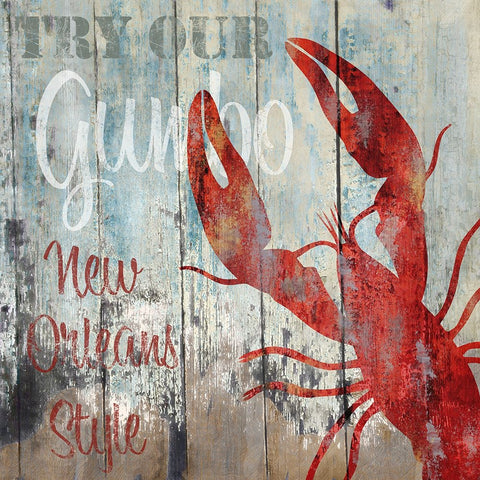 New Orleans Seafood I White Modern Wood Framed Art Print with Double Matting by Sasha