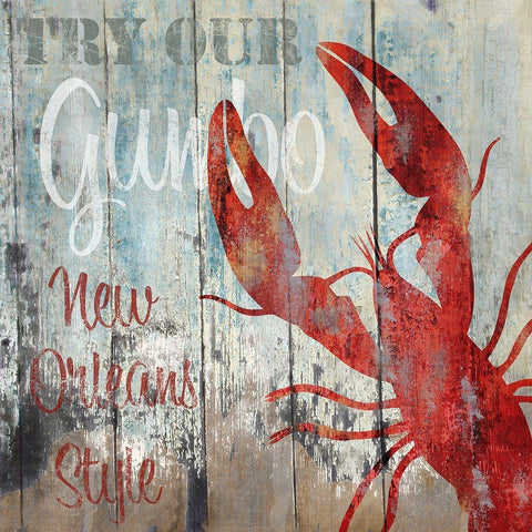 New Orleans Seafood I White Modern Wood Framed Art Print by Sasha