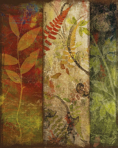 Three Autumns II White Modern Wood Framed Art Print with Double Matting by Sasha