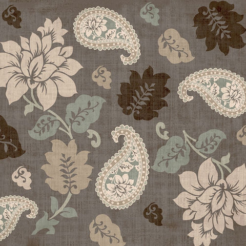 Paisley Floral II White Modern Wood Framed Art Print with Double Matting by Sasha