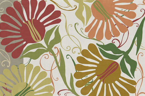 Flower Shower I White Modern Wood Framed Art Print with Double Matting by Sasha