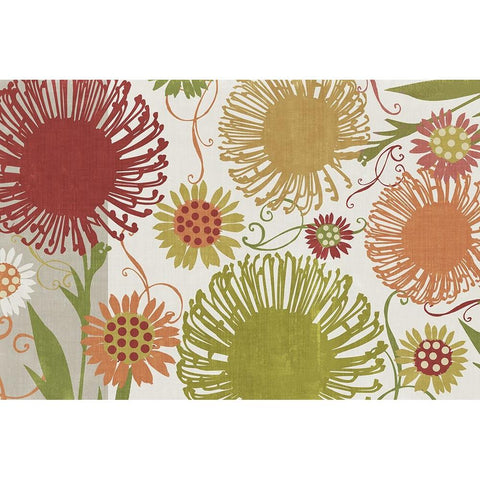 Flower Shower II Gold Ornate Wood Framed Art Print with Double Matting by Sasha